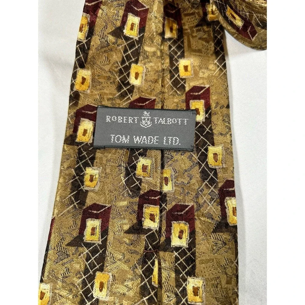 Vintage Robert Talbott Geometric 100% Silk Tie Hand Sewn Made In USA